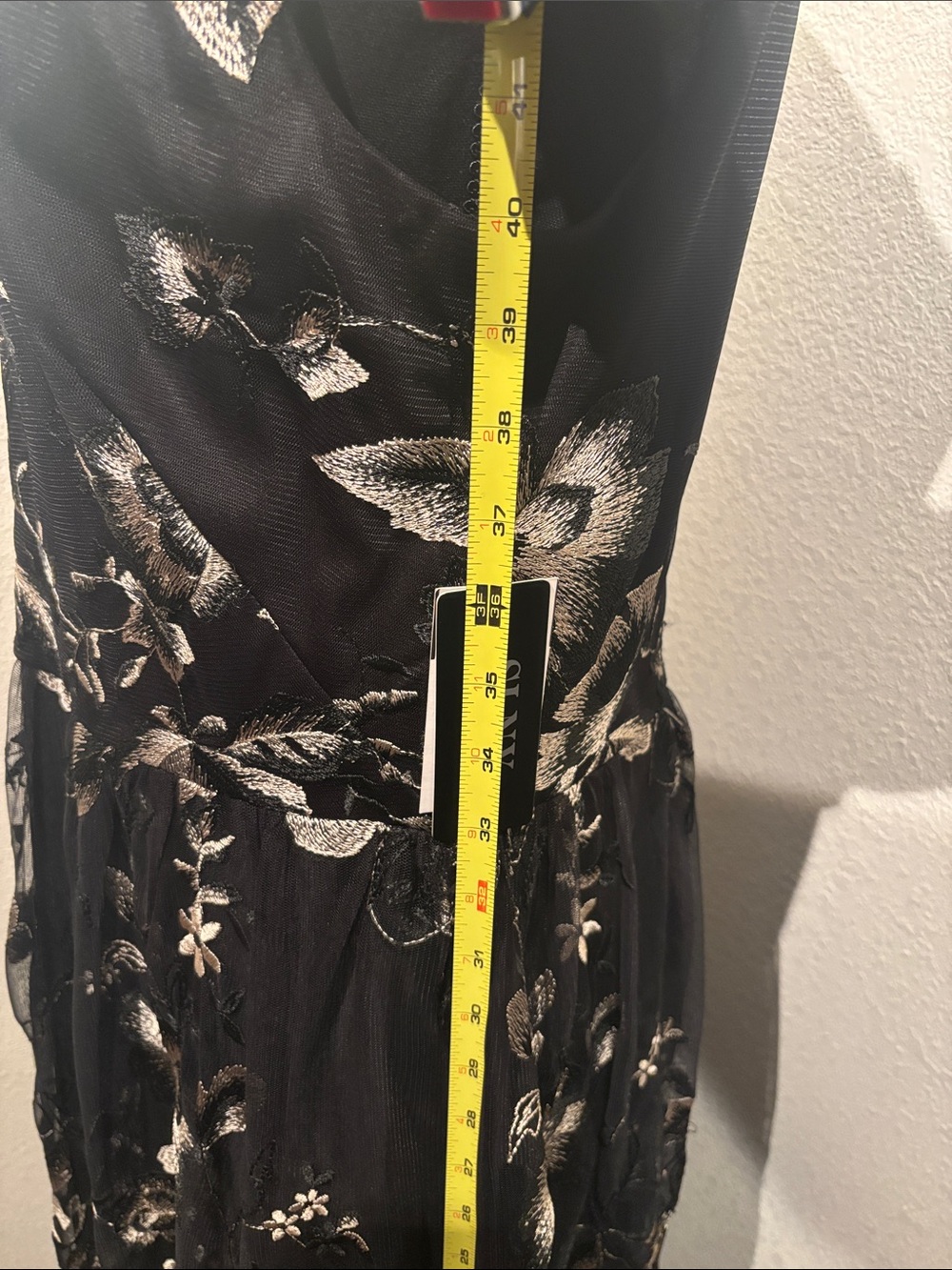 SLNY Black Dress with Beige Floral Print - Picture 9 of 9